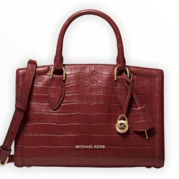 Michael Michael Kors Zoe Medium Croc Embossed Bag - Picture 1 of 9